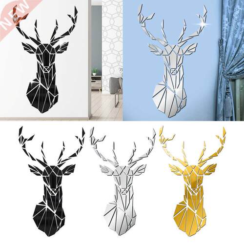 Acrylic Wall Sticker 3D Deer Head Home Decor Wall Decal