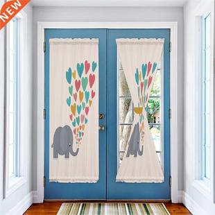 Elephant Spurts Out Love Door Curtains for Kitchen Bedroom