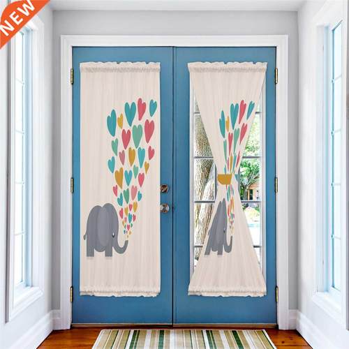 Elephant Spurts Out Love Door Curtains for Kitchen Bedroom