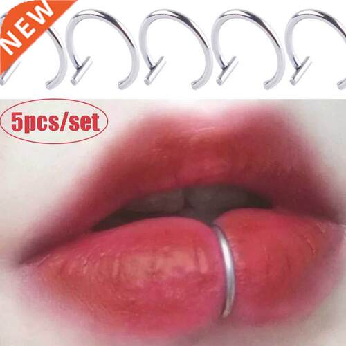 5Pcs Lip Nose Rings Neutral Punk Lip-shaped Ear Nose Clip Fa