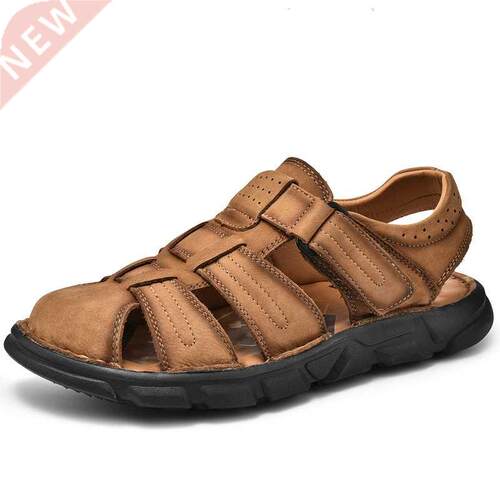 Jumpmore Beach Shoes Summer Cow Leather Men Sandals Size 8-