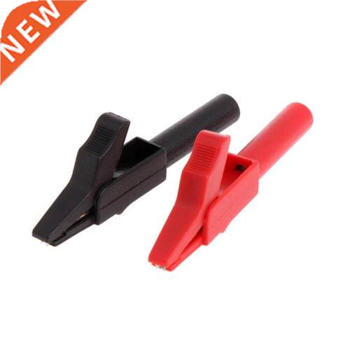 2Pcs Red & Black Full Protective Alligator Clips Electrical