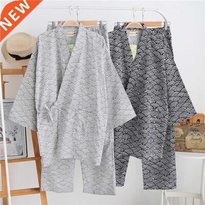 Samurai Man Japanese Traditional Kiimoono Set Pajamas Wave P