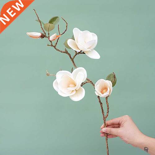 Luxury Big Magnolia Artificial Silk Flower Long Branch Livin
