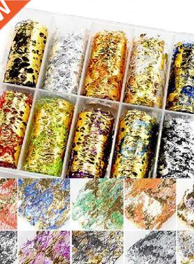 10 Roll Aluminum Mesh Nail Stickers Glitter Line Silk Foil