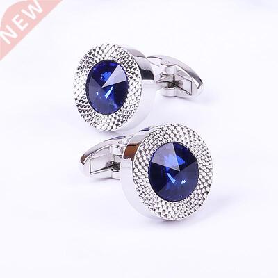 Blue Crystal Cone Cufflinks Men Classic Brand Blue Prismatic