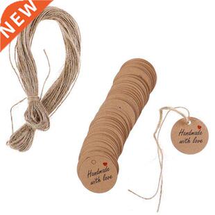 100Pcs Handmade with Love Labels Hang Tags Blank Kraft Paper