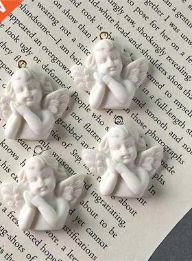 5pcs White Wing Angel 3D Resin Chms For Jewelry Findings C