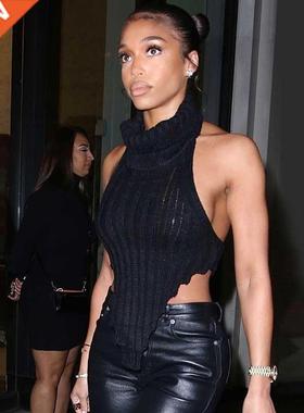 Knitted Worsted Vest For Women Irregul Shape Cut Out Top