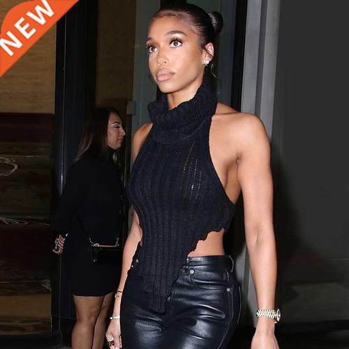 Knitted Worsted Vest For Women Irregul Shape Cut Out Top