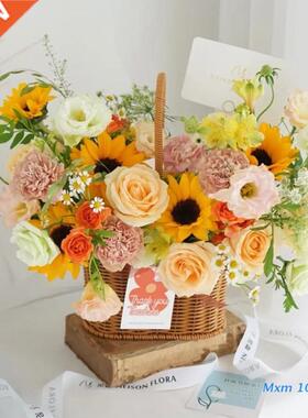 Hnde Rttn Bsket with Hndle for Home Flower rrngeme