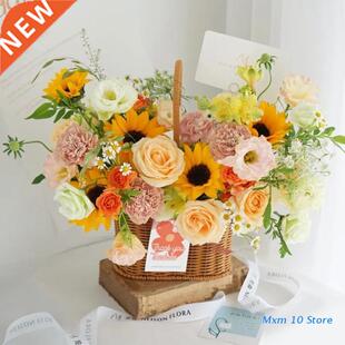 Hnde Rttn Bsket with Hndle for Home Flower rrngeme
