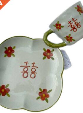 Ceramic Xi Character Saucers Double Happiness Wedding Gifts