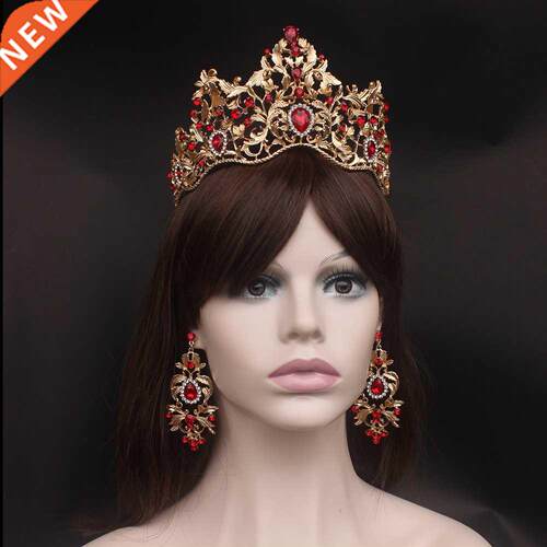 Fashion Baroque Magnificent Red Crystal Bridal Tiaras Green