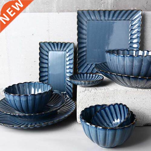 Plate Ink Vintage Blue Ceramic Bowl Dish Good-looking