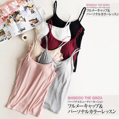 Padded Bra Tank Top Women Modal Spaghetti Solid Cami Top Ves
