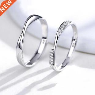 New 925 Silver Plated Couples Ring Lozenge Micro-set Adjusta