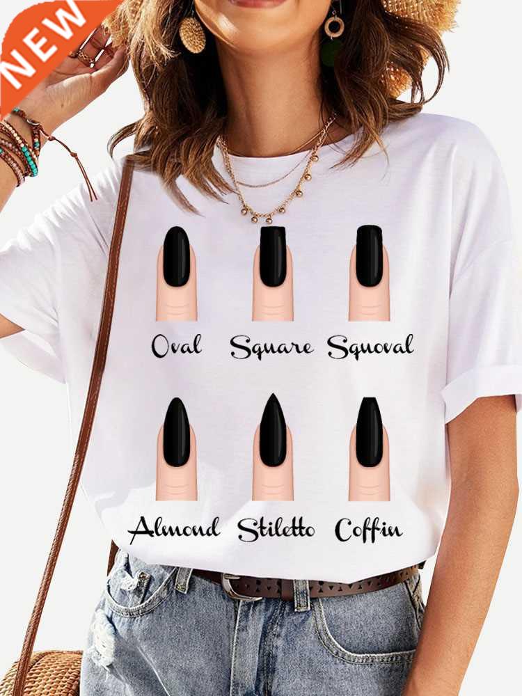 Women T Shirt Personality Nail Art Print Tshirt Fun Summer S