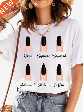 Women T Shirt Personality Nail Art Print Tshirt Fun Summer S
