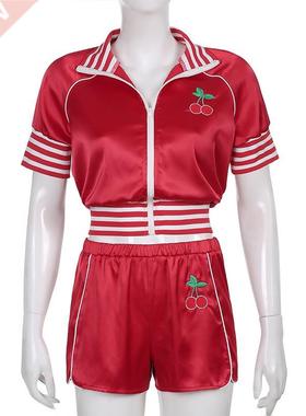 Simenual Sporty Zip Up Top And Shorts 2 Piece Tracksuits Cas