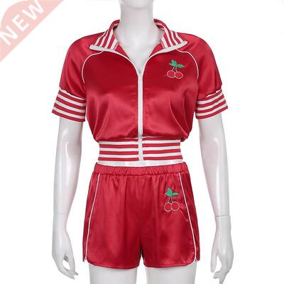 Simenual Sporty Zip Up Top And Shorts 2 Piece Tracksuits Cas