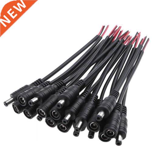 10pcs 5.5x2.1 DC 12/24V Male+Female Plug Cable Wire Connecto