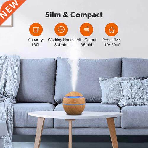 Humidifier Electric Air oma Diffuser Wood Ultrasonic 130ML