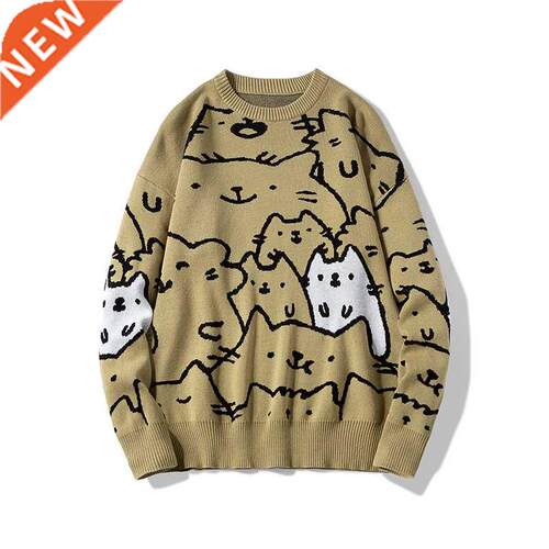 Autumn Anime Knitted Sweater Oversized Retro Harajuku Turtle