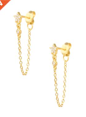 Aide 925 Sterling Silver Stud Earrings for Women Tassel Rear