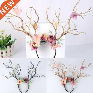 Gothic Antlers Deer Horns Branch Flower Twig Hair Band Headb