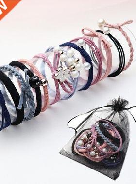 12PCS Ponytail Hair Bands Pearl Hair Ties For Girls Women