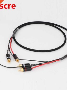 2 RCA to 2 RCA ground U spade plug Audio Phono Tonearm Cable