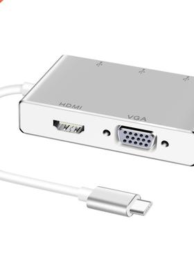 USB C To HDMI VGA 2K 4K Adapter, Type C to HDMI VGA 3 USB3.0