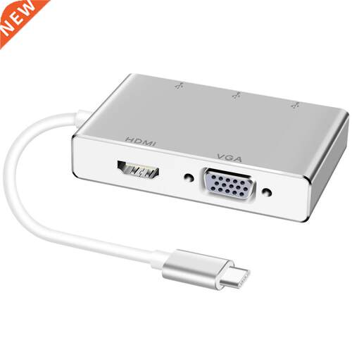USB C To HDMI VGA 2K 4K Adapter, Type C to HDMI VGA 3 USB3.0
