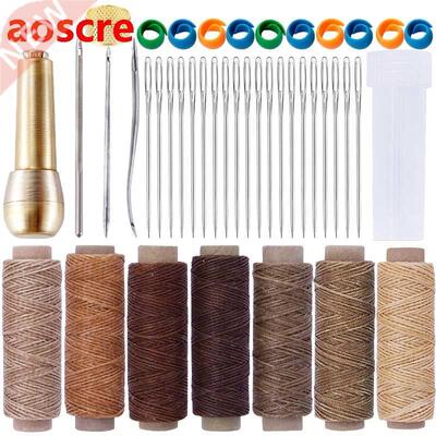 43 PCS Leather Sewing Kit with Waxed Thread Awl Large Eye B