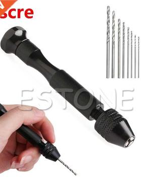 Micro Aluminum Hand Drill Keyless Chuck + 10pcs Twist Drills