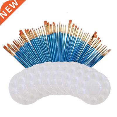 60Packs Paint Brush Set Assorted Brushes with Painting Tray