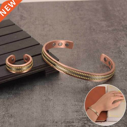 Jewelry-Set agnetic Copper Bracelet Ring Healing Energy Jew