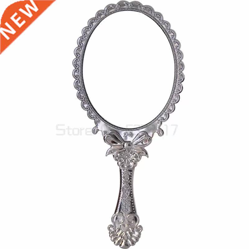 Cosmetic mirror retro embroidery handle mirror portable