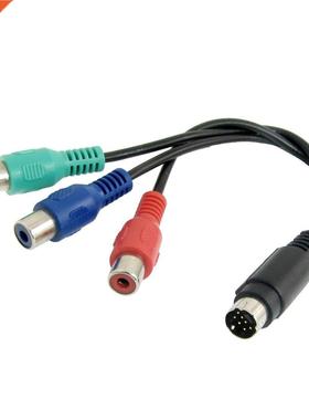 S-Video 7 Pin to Female 3 RCA Component Cable 22cm for PC DV