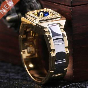 Huitan Party Men Rings Creative Watch Shaped Two Tone Design