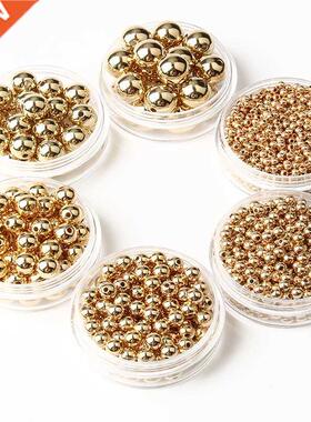 Wholesale 3 4 6 8 10 12mm 30-500pcs Gold Metal Plated B Roun