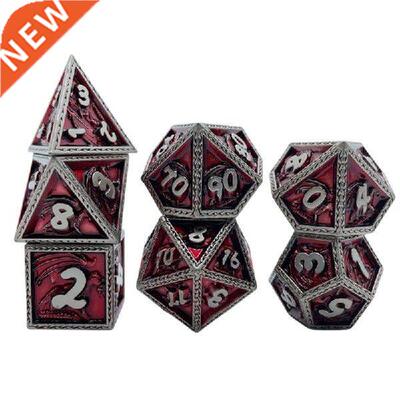 7Pcs/Pack Different Number of Faces Metal Dice Game Props
