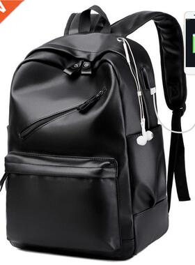 Waterproof Leather Backpack Men school bag for teenage girls