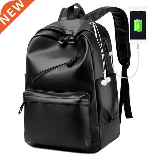 Waterproof Leather Backpack Men school bag for teenage girls