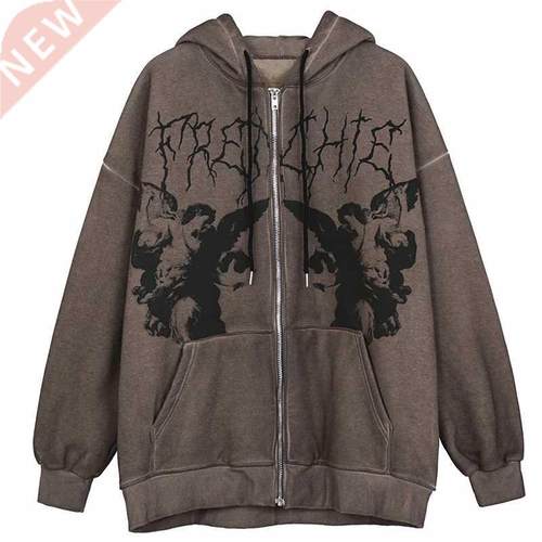 Hip Hop Streetwear Women Angel Dark Print Harajuku Hooded Ja