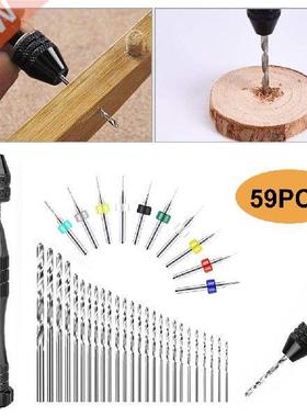 59Pcs Precision Pin Vise Twist Drill Bits Hand Drill Set