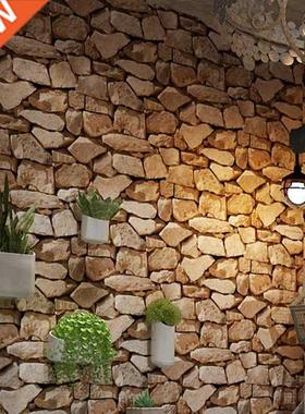 Waterproof Vintage 3D Stone Effect Wallpaper Roll Modern Rus