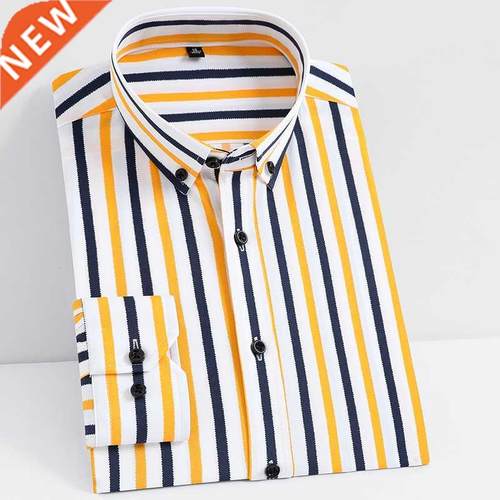 Men's Fashion Non-iron Sretch Soft Casual Striped Shirts Poc