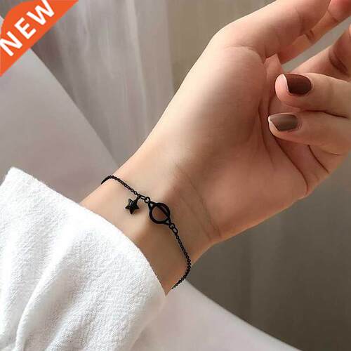 Black Planet Stars Gothic Punk Silver Color Adjustable Brace